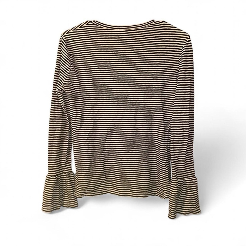 Frame Denim Black and White Striped Long Sleeve Tee - Picture 3 of 9